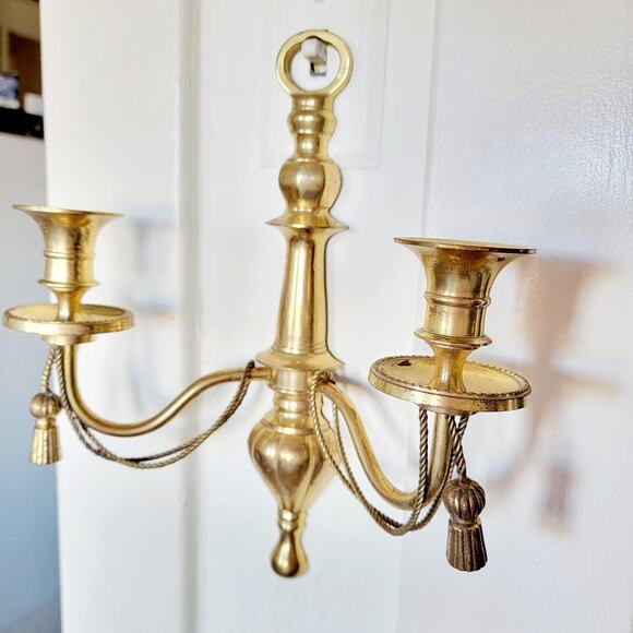 Brass Sconce Candleholder Set - Picture 3 of 10